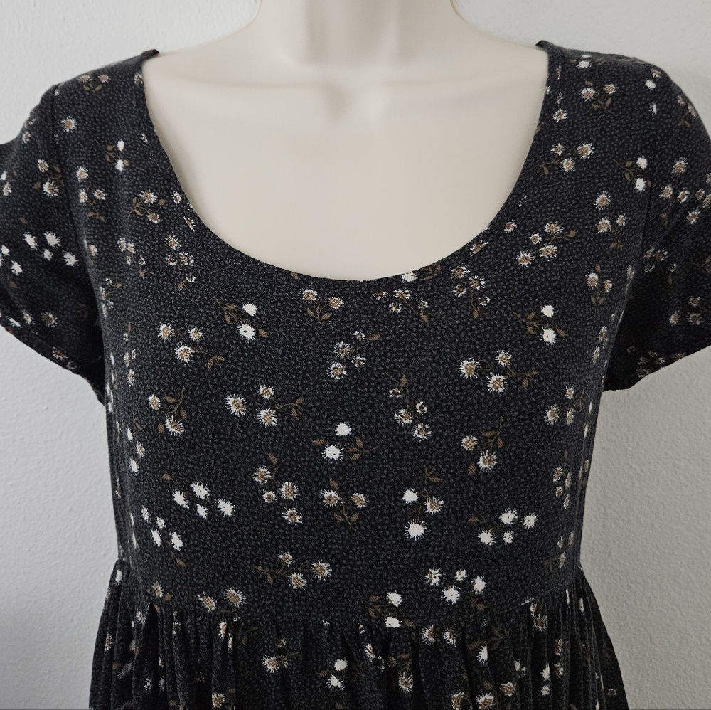 ditsy floral dot y2k babydoll grunge goth whimsigoth indie urban boho mini dress - Picture 2 of 8